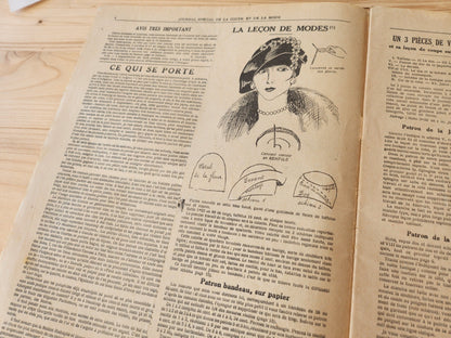Journal de l'institut de coupe de paris année folle mode  Janvier 1926 patron