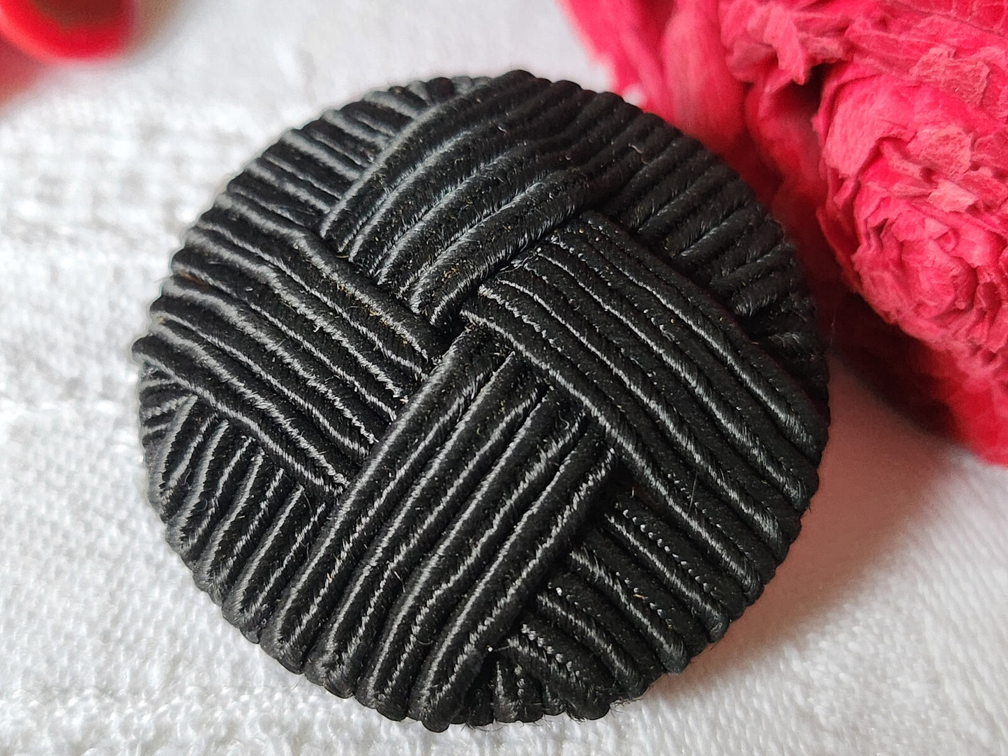 Haute couture gros bouton ancien noir passementerie 3,5 cm ref 1682