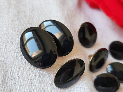 Lot 8 boutons vintage métal noir panaché 0,9 sur 1,2 à 1,2 sur 1,8 cm ref 6008