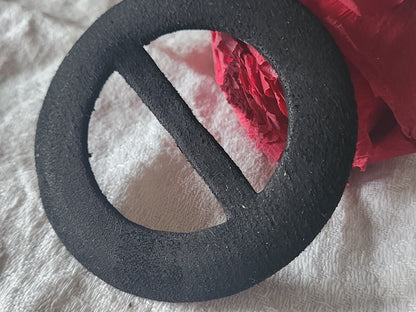 Enorme boucle de ceinture ancienne noir daim grosse  7,8 cm  T0