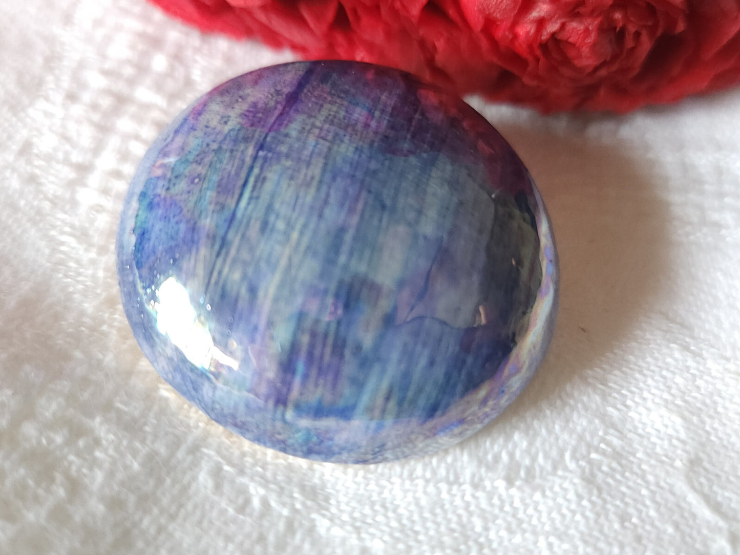Collection bouton ancien Ceramique bleu  pied metal parurier 3,4/3,5 cm  G18P