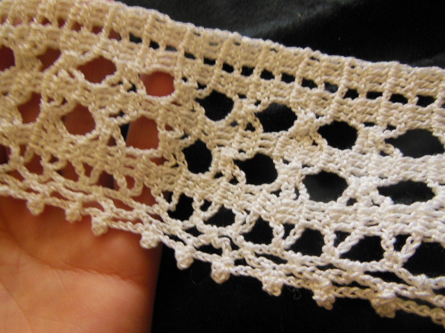 Dentelle large ancienne blanche idéal bas rideau 60 cm sur 8 cm T1-21