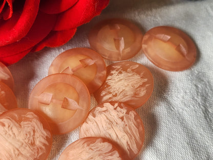 Lot 6 boutons vintage à pied mat rose lisse 2,3 cm ref 1963