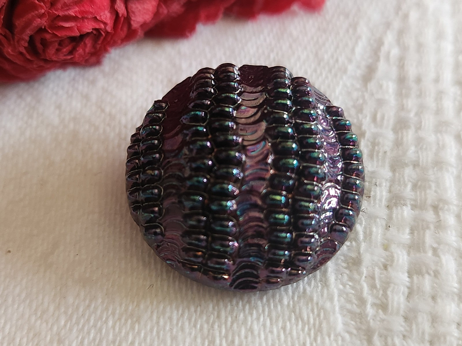Bouton vintage en verre violet mordoré 2,2 cm G7J