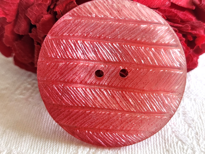 Gros  bouton vintage rose texturé teinte estompée 4 cm ou 40 mm XXL  G17G