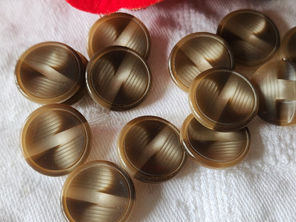 Lot 12  boutons vintage marron camaieu pied plat 1,8 cm ref 3555