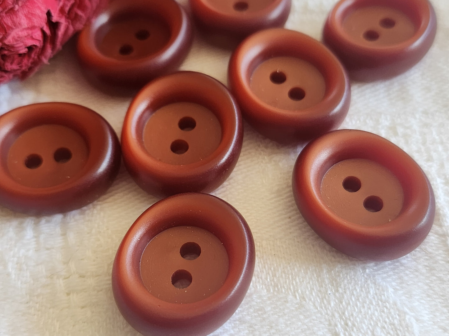 Lot 8 boutons vintage ovale marron 2,1 cm sur 1,7 cm trous ref 409