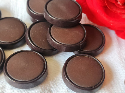 Lot 6 gros boutons vintage marron pied 2,5 cm ref 1505