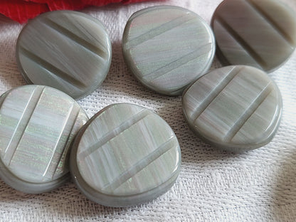 Lot 6 boutons vintage gris mordoré à pied reflet nacré 1,6  cm ref 3486