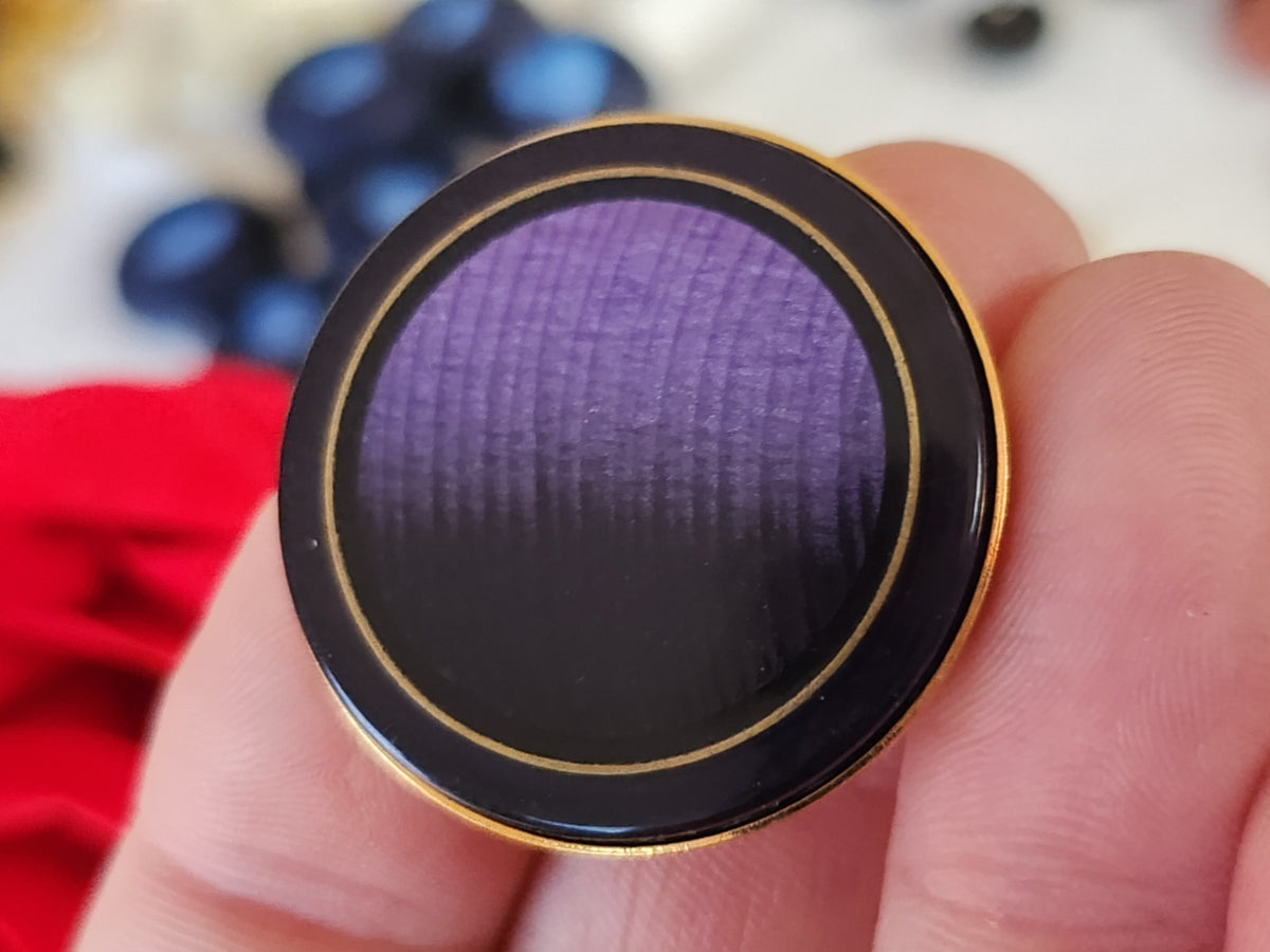 Lot 6 énormes boutons vintage en métal violet 3,1 cm ou 31 mm nacré ref 0043