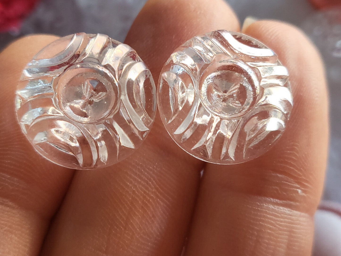 Lot 6 anciens boutons en verre  à strasser perler ou tel que 1,8 cm  ref 3375