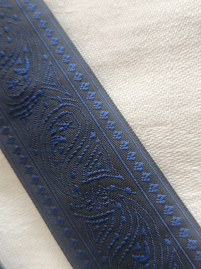 Large galon vintage bleu réversible 2 mètres sur 3 cm noir A5