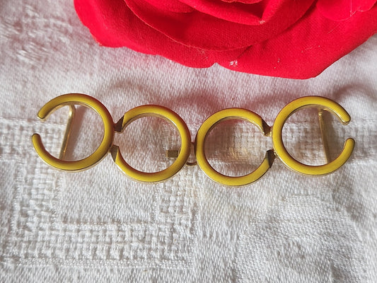 Boucle de ceinture ancienne vintage jaune en deux parties