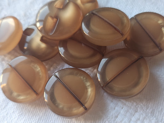 Lot 6 boutons vintage marron nacré  inclusion 1,9 cm épais pied ref 0028