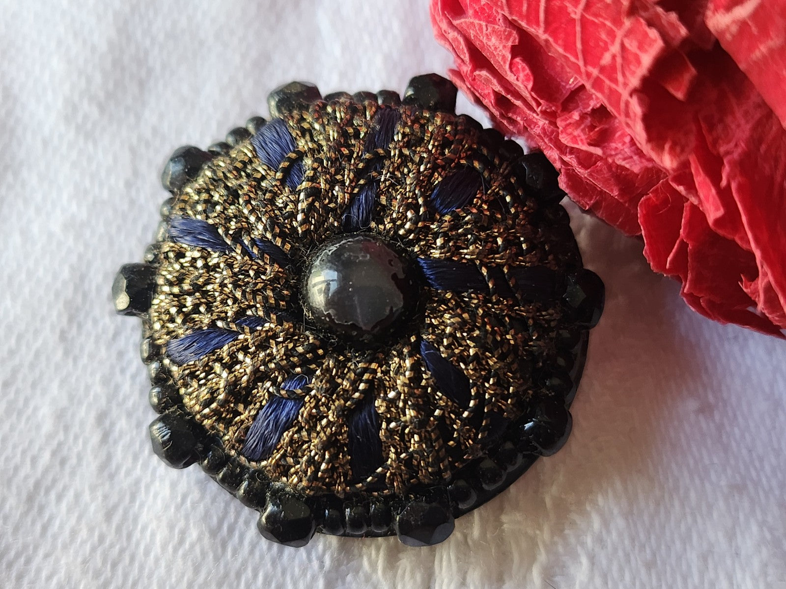 Collection bouton passementerie perle nor bleu 2,9 cm G14K