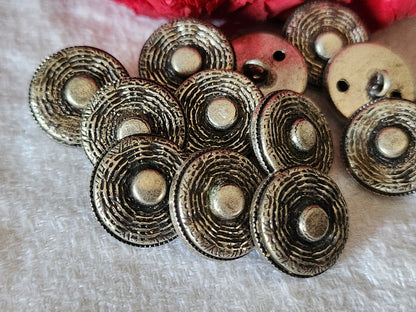 Lot 6 boutons vintage en métal argenté à  pied 1,6 cm ref 3149