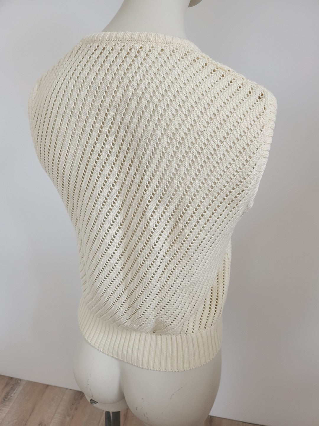 PUR VINTAGE ancien débardeur croché ajouré creme surpull 36/38  ref portant