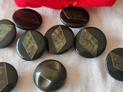 Lot 10 boutons vintage vert deux tons pied 1,7 cm ou 17 mm ref 6419