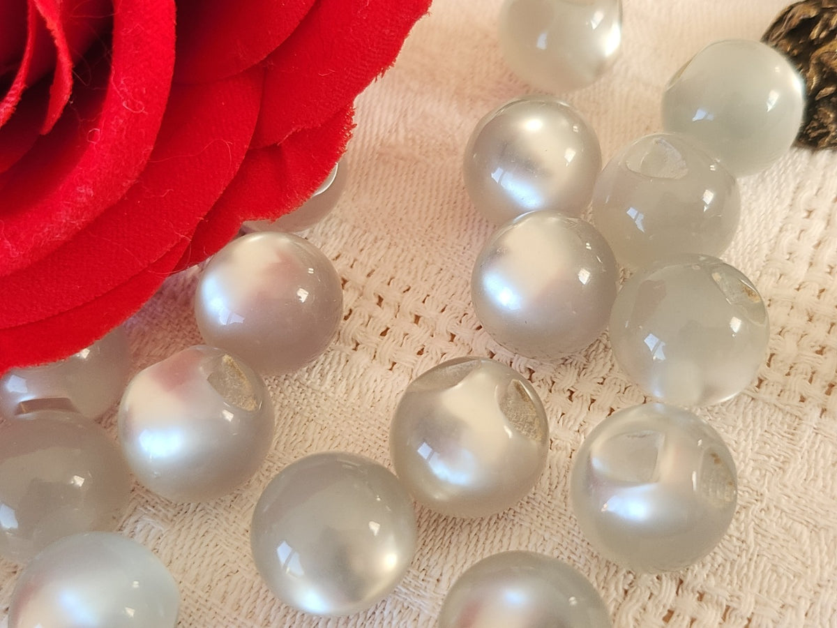 Lot 17 boutons vintage boule lumineux gris 13 mm ou 1,3 cm ref 6514