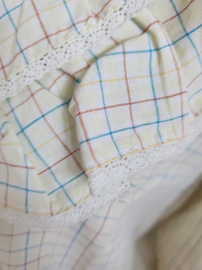 Pur vintage ancienne blouse haut manche jaune carreaux 42/44?   ref portant