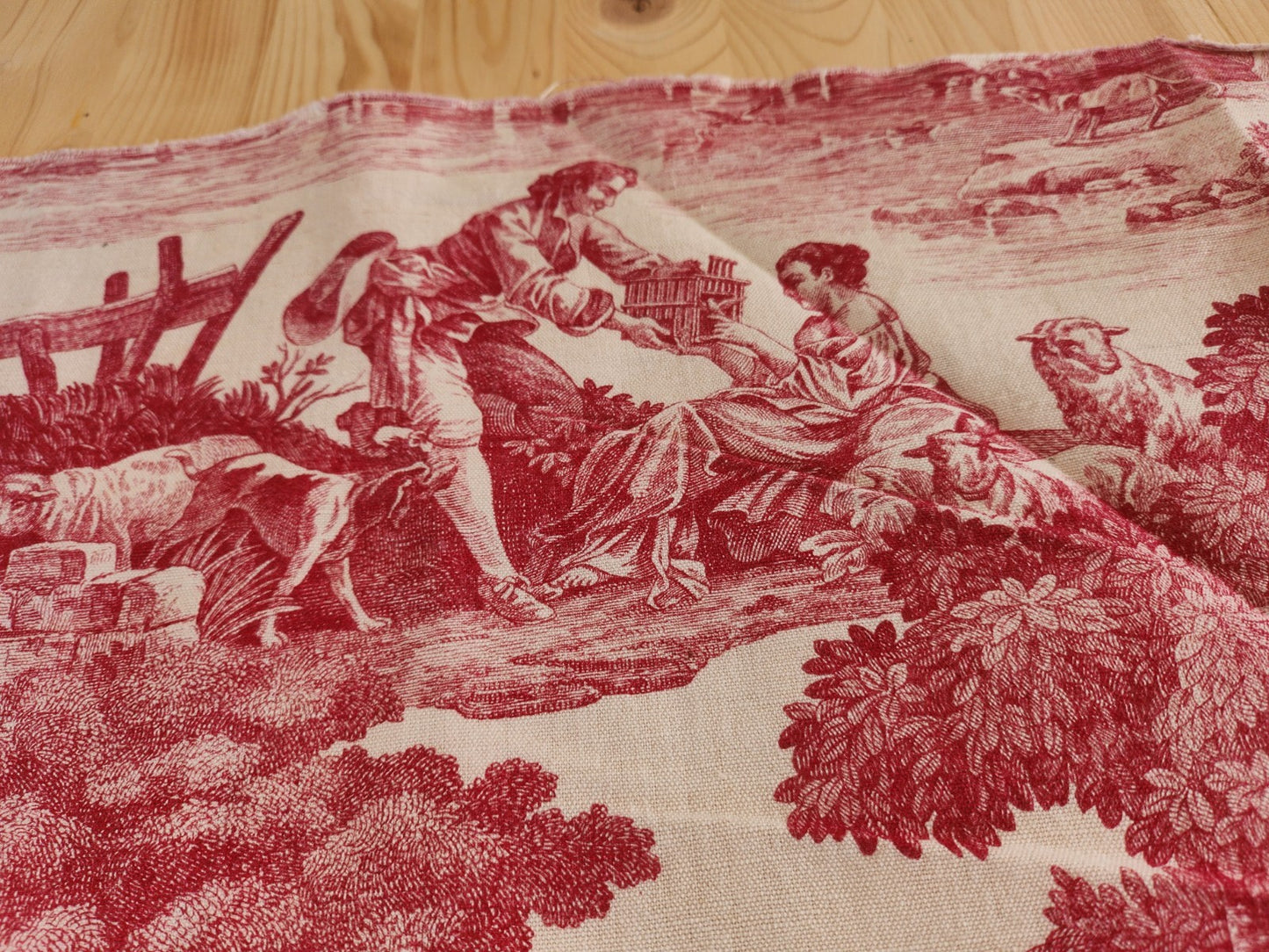 Ancien coupon de tissu toile de jouy "le printemps " d'aprés Boucher petit B6