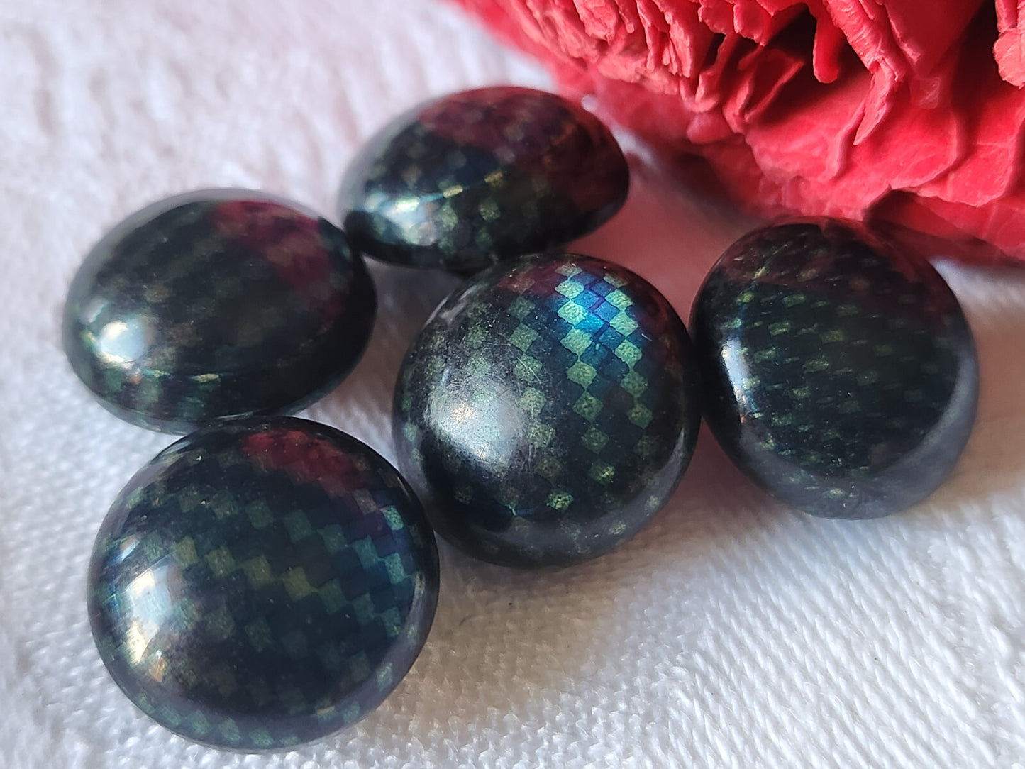 Lot 6 superbes boutons vintage marron travaillé dome 2,4 cm pied ref 2730