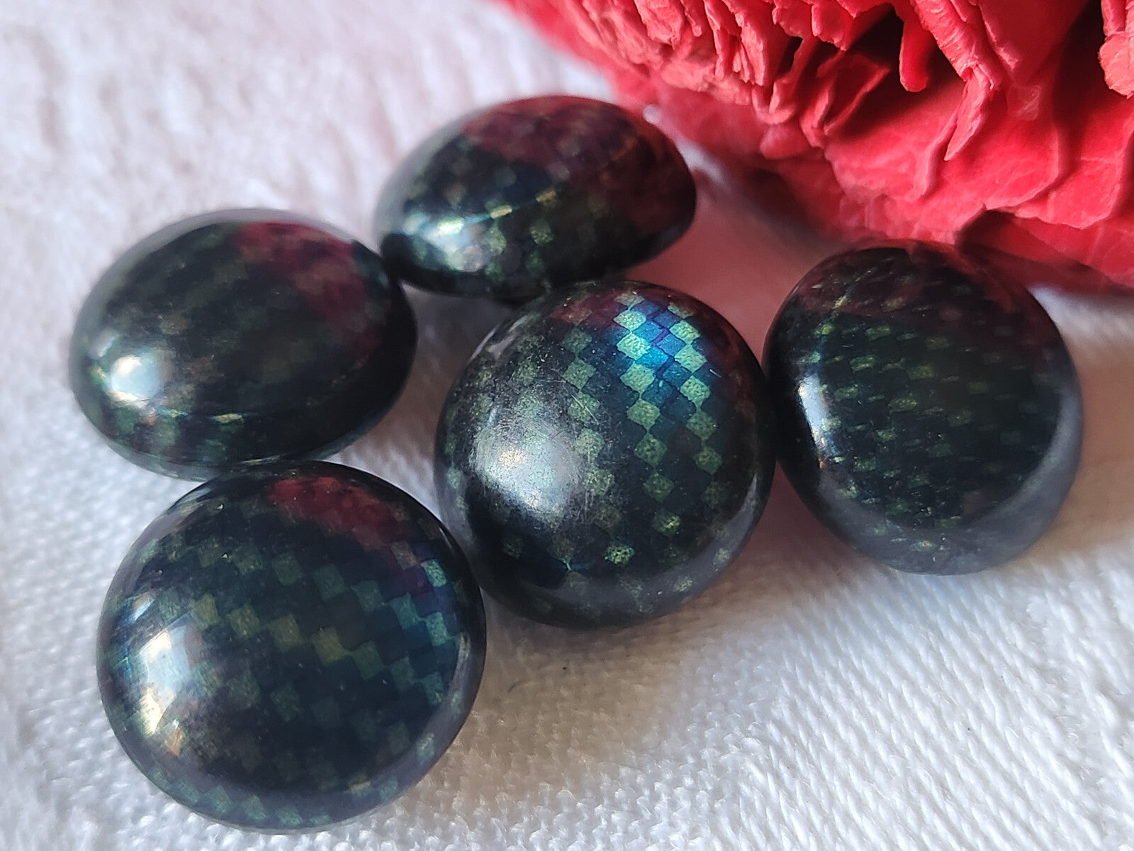 Lot 6 superbes boutons vintage marron travaillé dome 2,4 cm pied ref 2730
