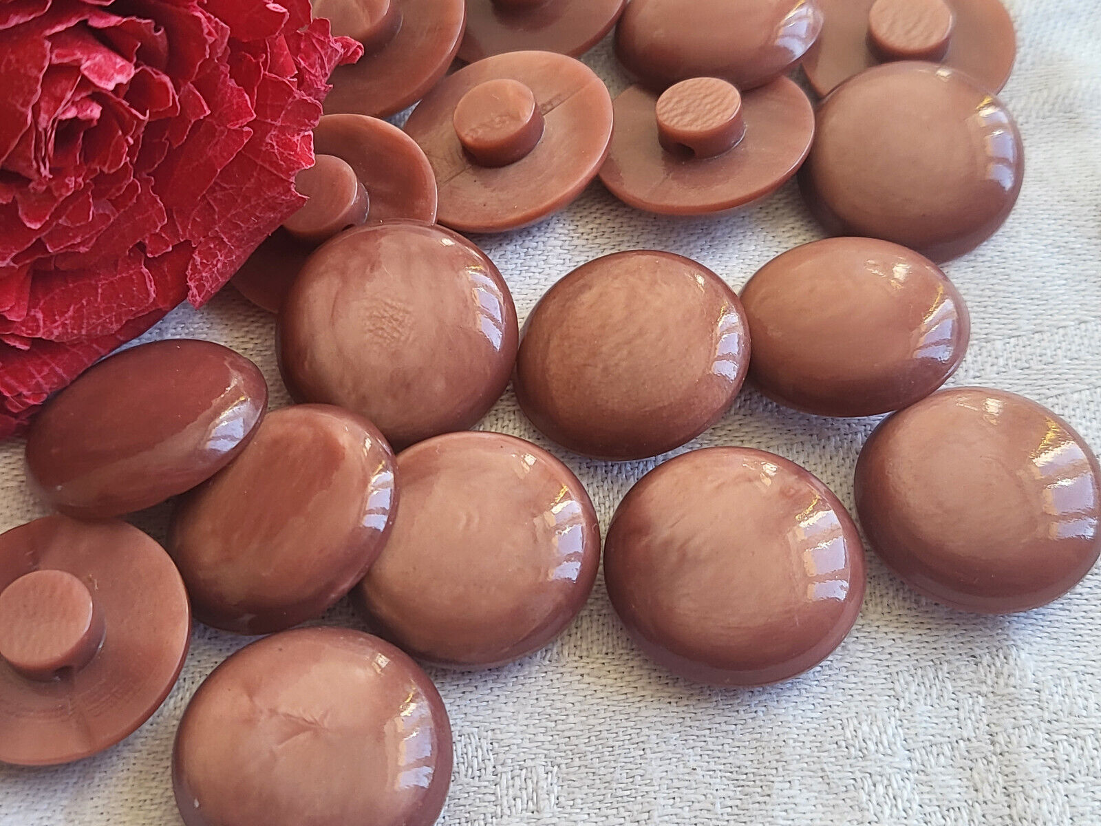 Lot 9 boutons vintage rose violine marbré demi sphere à pied 1,9 cm ref 2286