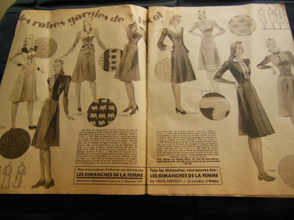 Mode du jour 1939 n°971 deux tissus c chic  robes garnies de tricot