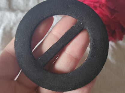 Enorme boucle de ceinture ancienne noir daim grosse  7,8 cm  T0