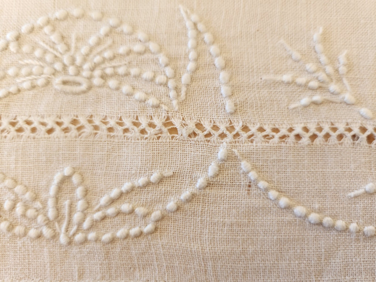 Ancien porte serviette  fait main dentelle broderie  pochette 11 cm sur 25 cm B8