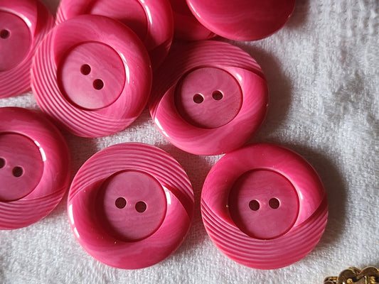 Lot 5 gros boutons vintage rose travaillé trous 2,8 cm ref 4559