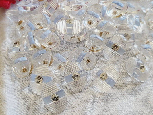 lot 6 magnifiques boutons anciens plastique  strass verre  1 sur 1,5 cm ref 5245