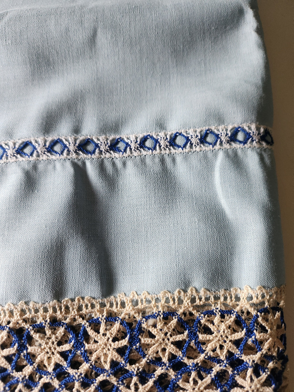 Très large bordure ancienne neuve bas jupon bleu 5 mètres 50 sur 38,5 cm  B6
