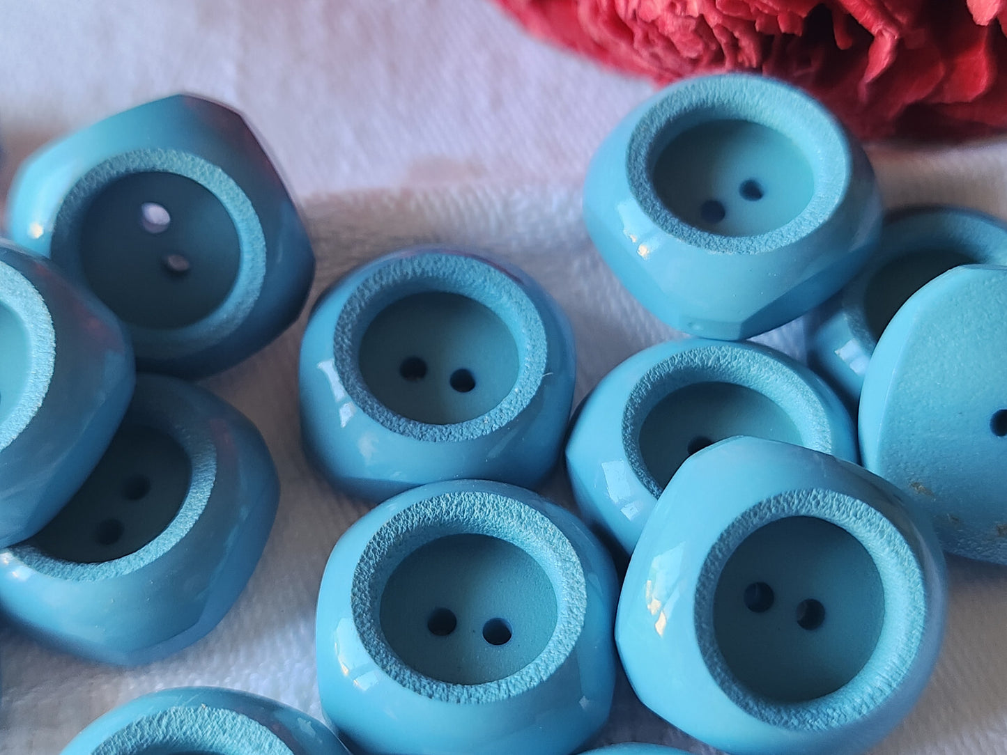 Lot 10 boutons vintage bleu brillant flashy 1,8 cm ref 2829