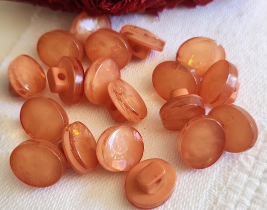 Lot 18 petits boutons vintage orange ovale pied 0,9 sur 1,1 cm ref 1295