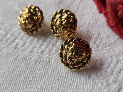 Trio mini boutons vintage en métal tete de lion 1,2 cm G16J