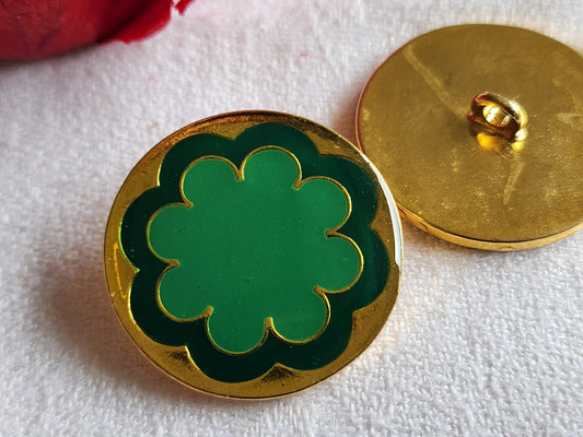Haute couture bouton vintage collection en metal emaillé 3,1 vert ref 1396
