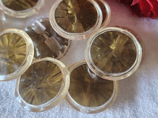 Lot 6 gros boutons vintage transparent marron facette pied 2,8 cm ref 3379