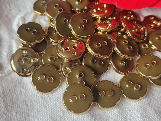 Lot 22 boutons vintage acrylique trous vert fleur 1,5 cm ref 185
