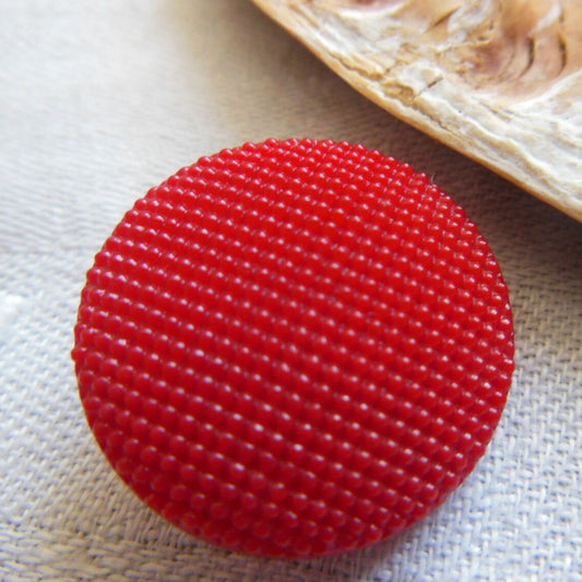 Bouton ancien en verre rouge texturé année 40/50 2,2  cm D6J