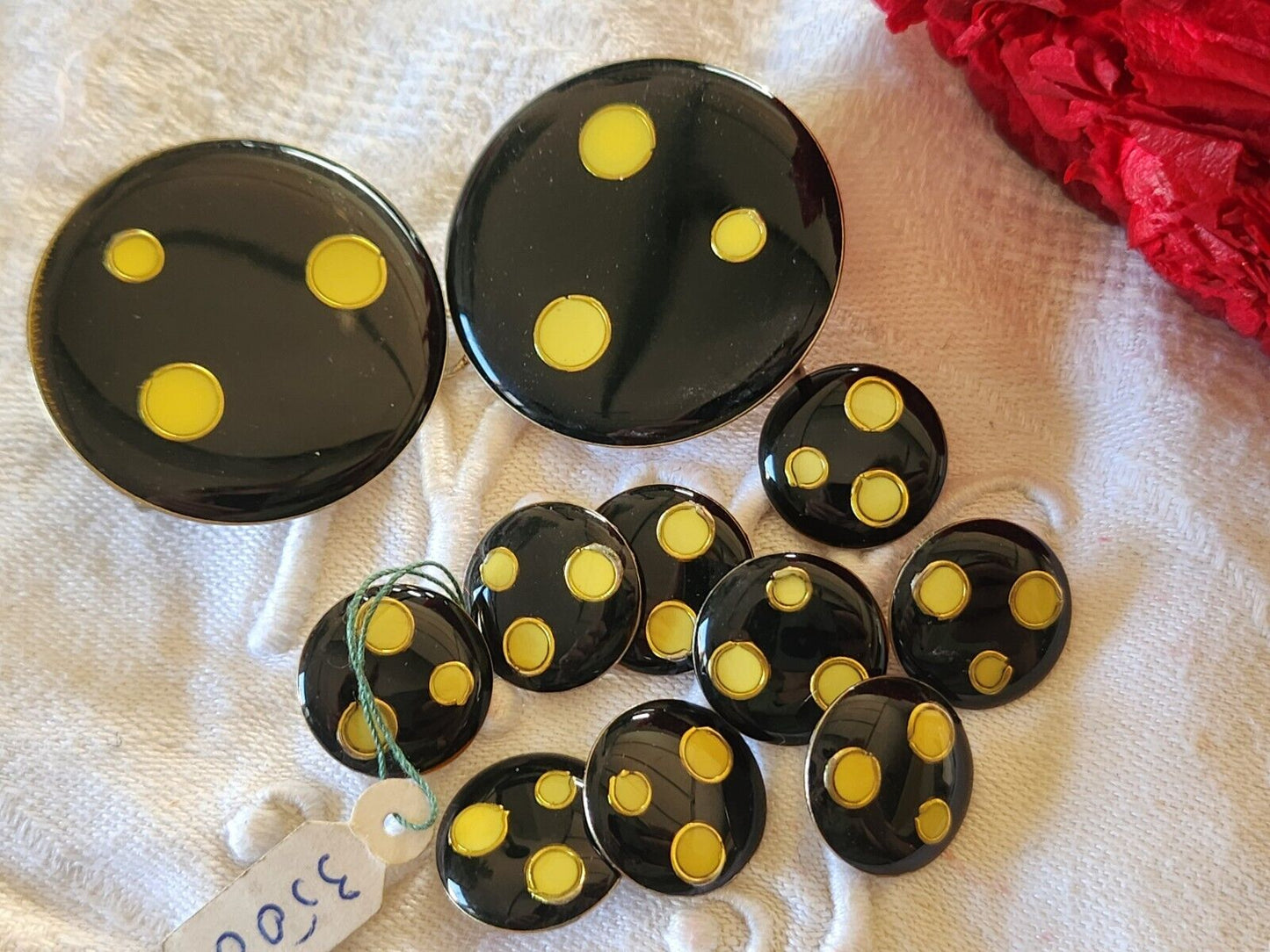 Rare Boucle de ceinture avec ses 10 boutons assortis noir métal ref 0034