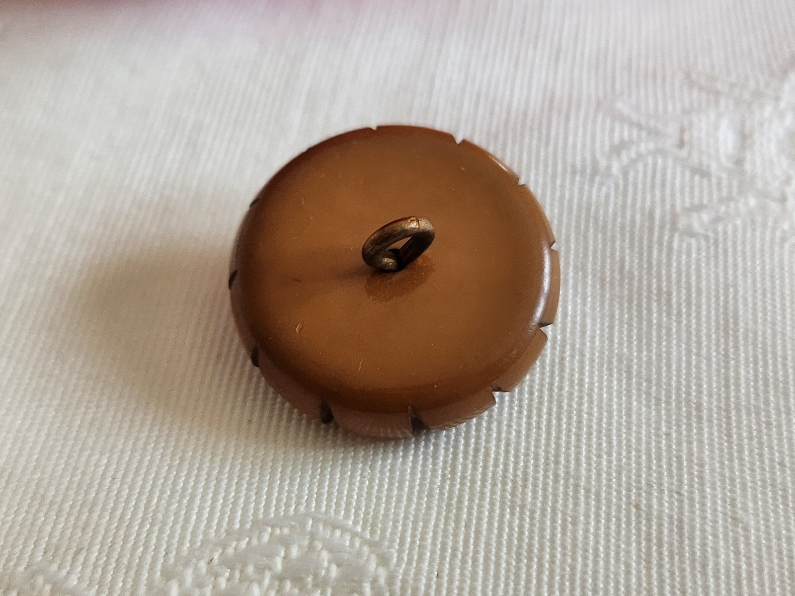 Bouton ancien collection marron dentelle emprisonnée 2,1 cm 21 mm G12k