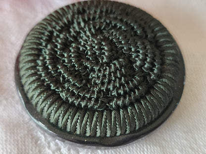 collection énorme bouton vintage vert passementerie pied plat 4 cm ref 5992