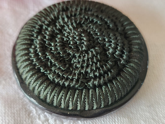 collection énorme bouton vintage vert passementerie pied plat 4 cm ref 5992