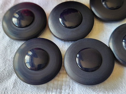 Lot 6 gros boutons vintage bleu foncé à pied épais 2,6 cm ref 3321