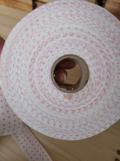 Rouleau biais vintage coton petit cœur rose shabby largeur de 3,9 cm  B4