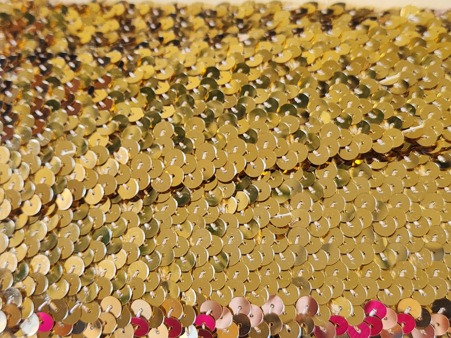 Galon vintage xxl large sequin doré fait main elastique 1 mètre 20 sur 5,6 cm T1