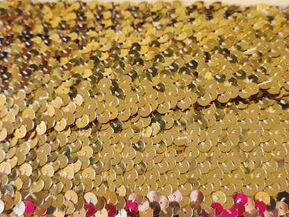 Galon vintage xxl large sequin doré fait main elastique 1 mètre 20 sur 5,6 cm T1