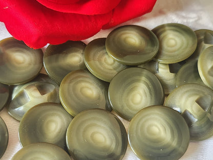 Lot 6 boutons vintage vert veiné pied camaieu 2,3 cm ref 4998